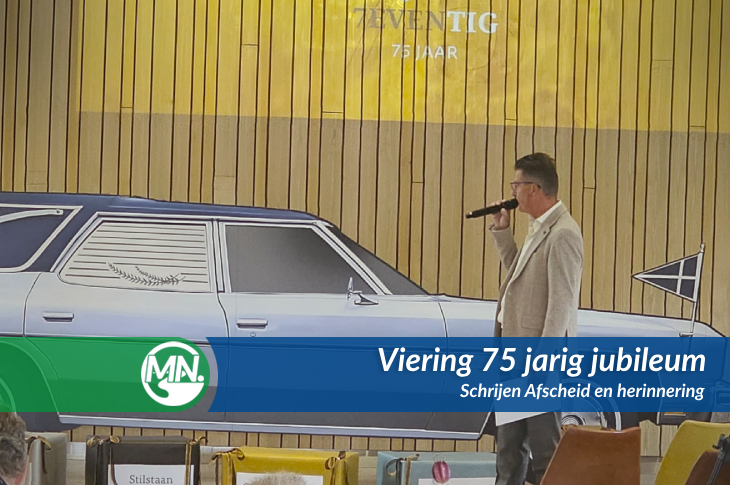 Piet Schrijen tijdens het 75-jarig jubileum in Cuijk